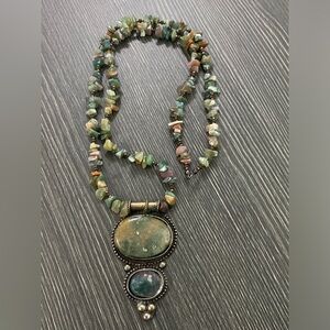 Handcrafted Green Multi-Stone Pendant Necklace